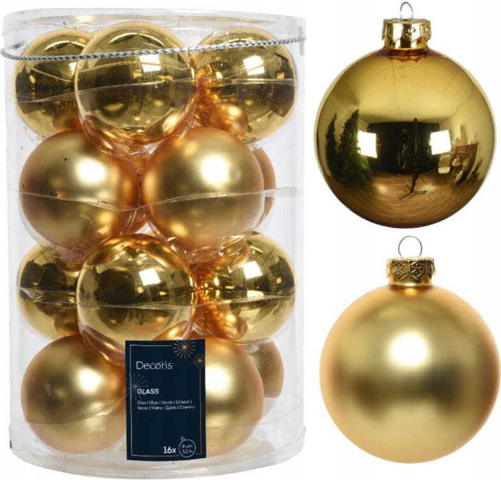 Weihnachtskugeln Glas 8cm 16 Stück - Hellgold Produktbild 2