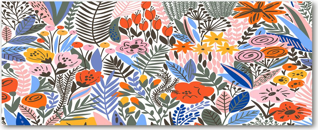 Tulup Küchenrückwand Spritzschutz aus Glas -125x50 -Spritzschutz auf gehärtetes Glas Deko Blumen & Pflanzen Blumenmuster