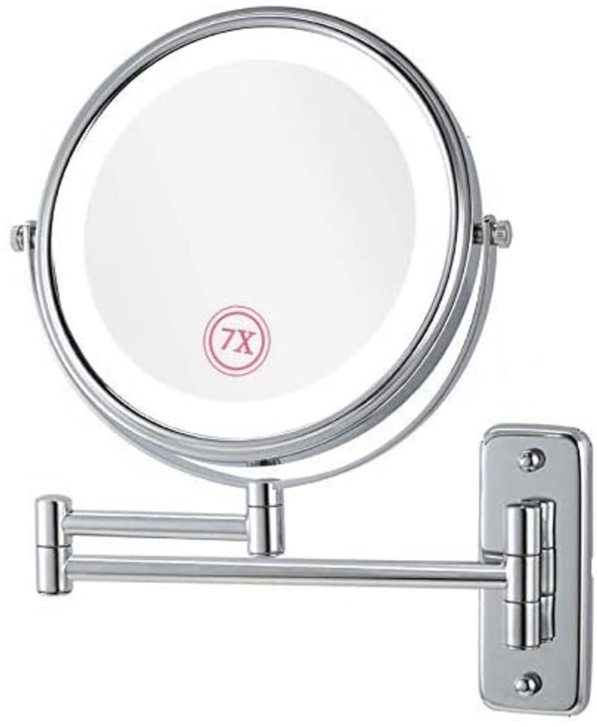 Schminkspiegel LED Beleuchtet Doppel Make up Spiegel Tisch Kosmetikspiegel 7x 