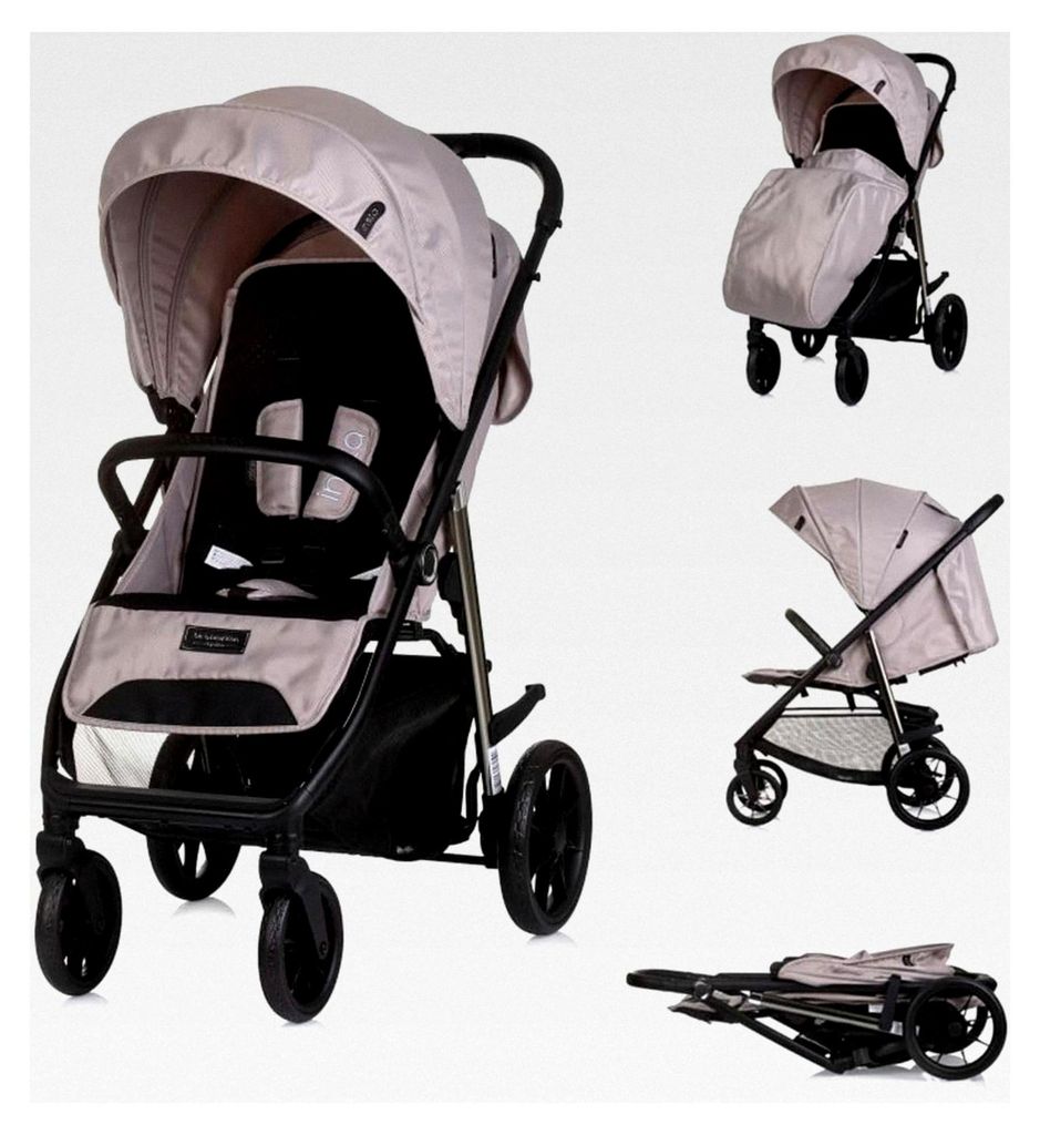 Buggy für Kinder, Fußabdeckung, Federung, Korb, Gurt, klappbar hellbraun