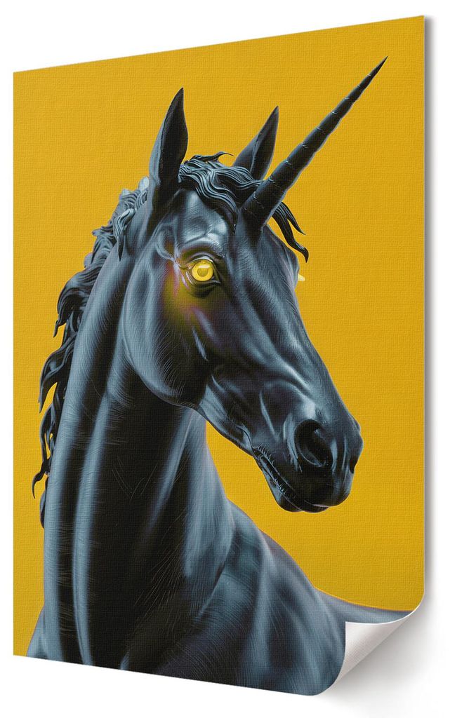 Schwarzes Einhorn- Kunstdruck A1 (59x84 cm) - Ausdrucksstark, modern- Wandbild für Wohnzimmer Schlafzimmer & Flur, Modernes Poster Wanddeko, Unger...