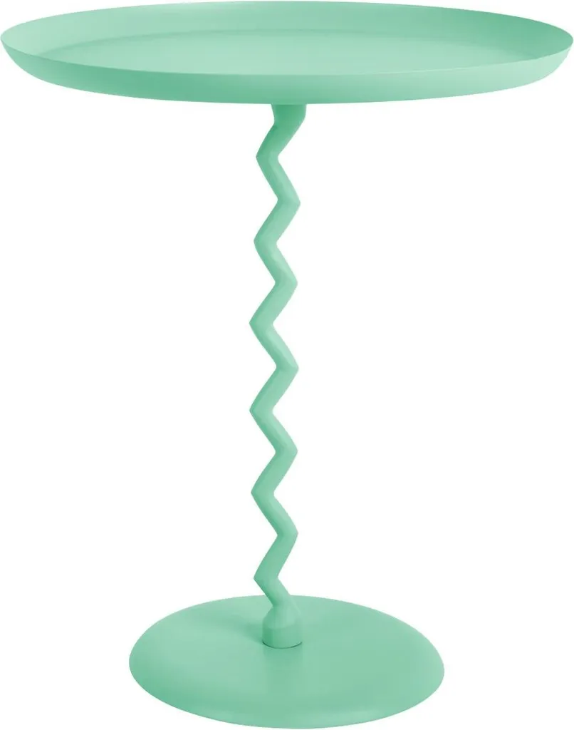 Guéridon Turquoise Zig Zag Ø44cm - Table de Chevet Originale Design