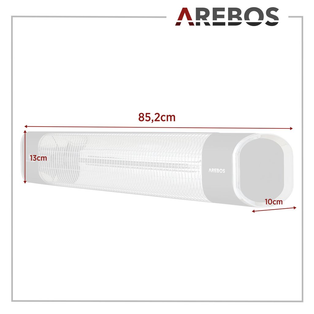 Promiennik podczerwieni AREBOS 2000 W, z pilotem, 2 poziomy Zdjęcie produktu 6