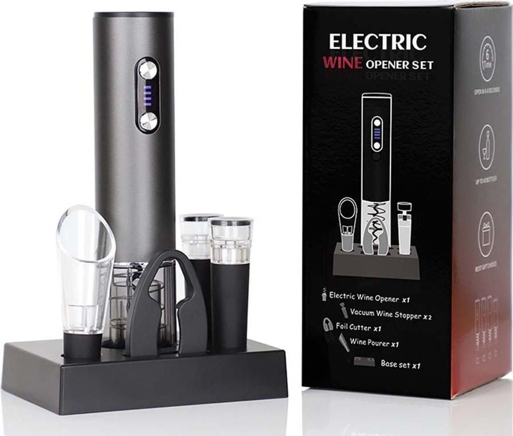 INF Elektrischer Weinöffner 6-teiliges Set - USB Wiederaufladbarer Korkenzieher