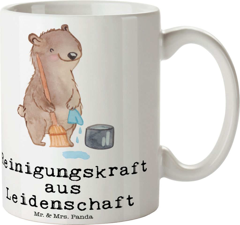 Mr. & Mrs. Panda Becher Reinigungskraft Leidenschaft - Weiß - Geschenk, schöne tasse, Kaffeebecher, Bürotasse, Teetasse, Kaffeetasse