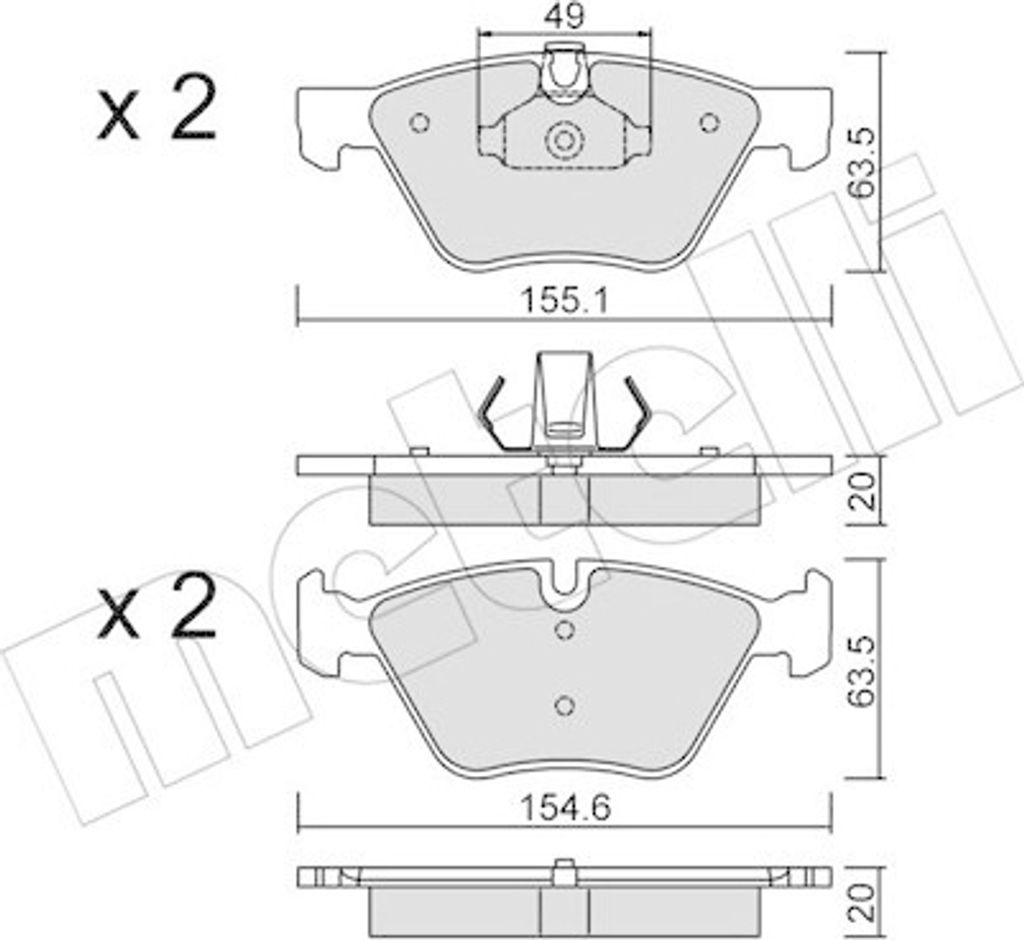 4 Bremsbelagsatz, Scheibenbremse METELLI 22-0557-0 für BMW, Vorderachse
