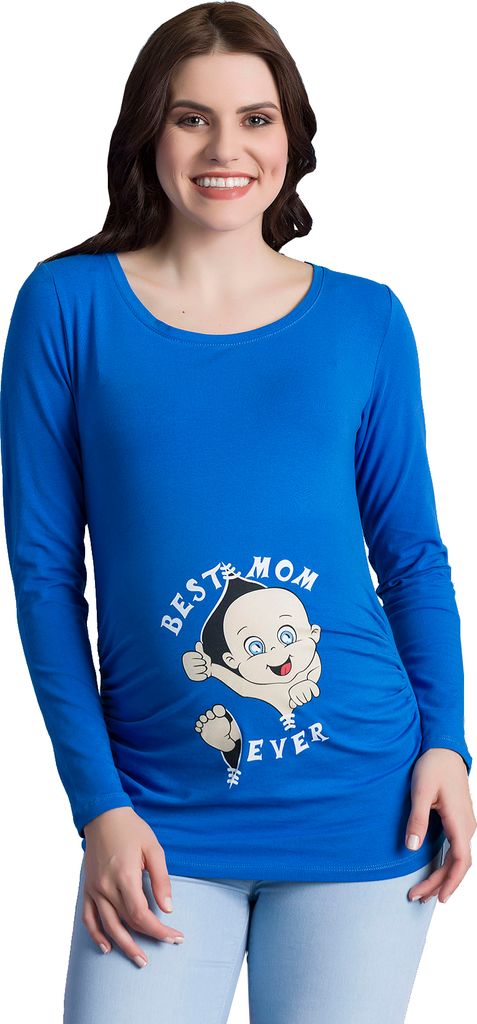 M.M.C. Umstandslangarmshirt Best Mom Ever mit Motiv, XL, Dunkelblau