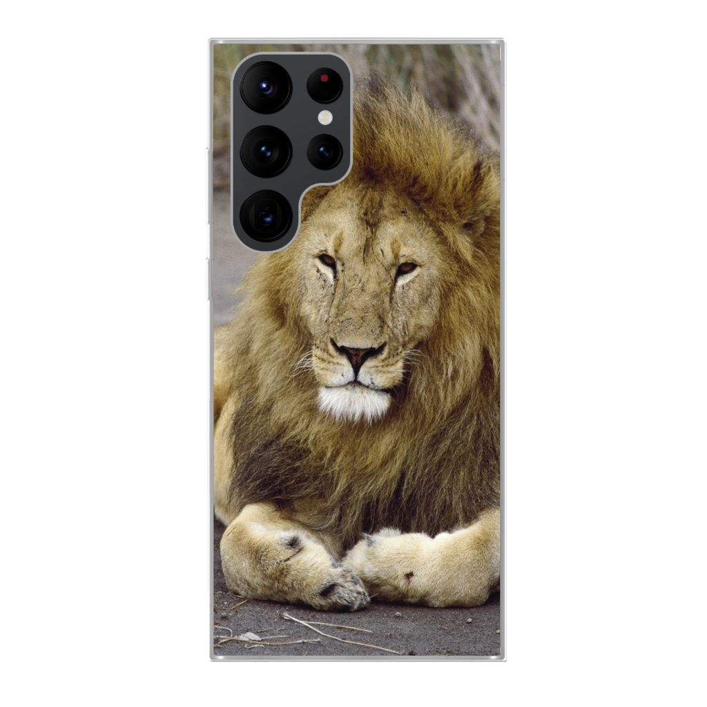MuchoWow Handyhülle Schutzhülle Hülle für Samsung Galaxy S22 Ultra Löwe - Afrika - Tier Silikon Softcase Handy Hülle - Abbildung