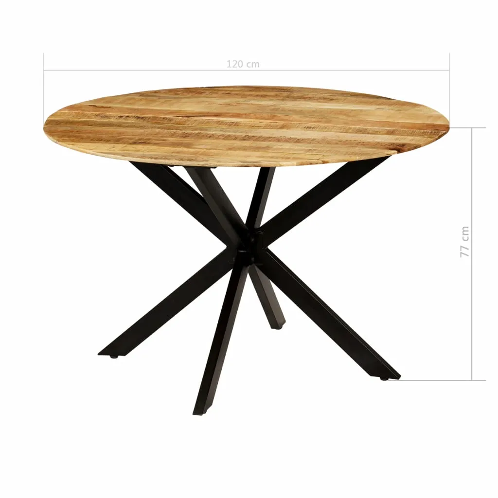 Table à manger ronde industrielle en bois massif et métal 120x77 cm - 8