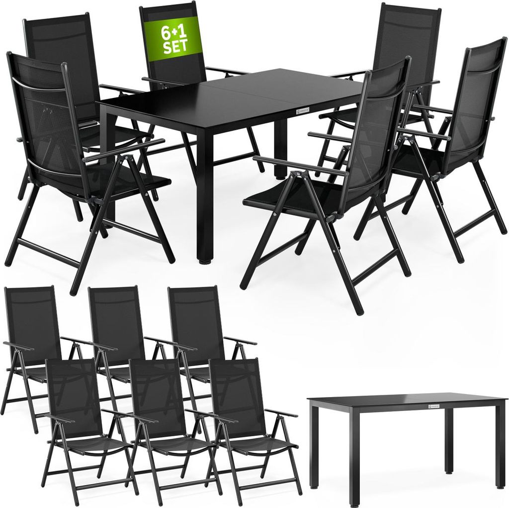 CASARIA® Gartenmöbel Set 6 Stühle mit Tisch 150x90cm Produktbild 