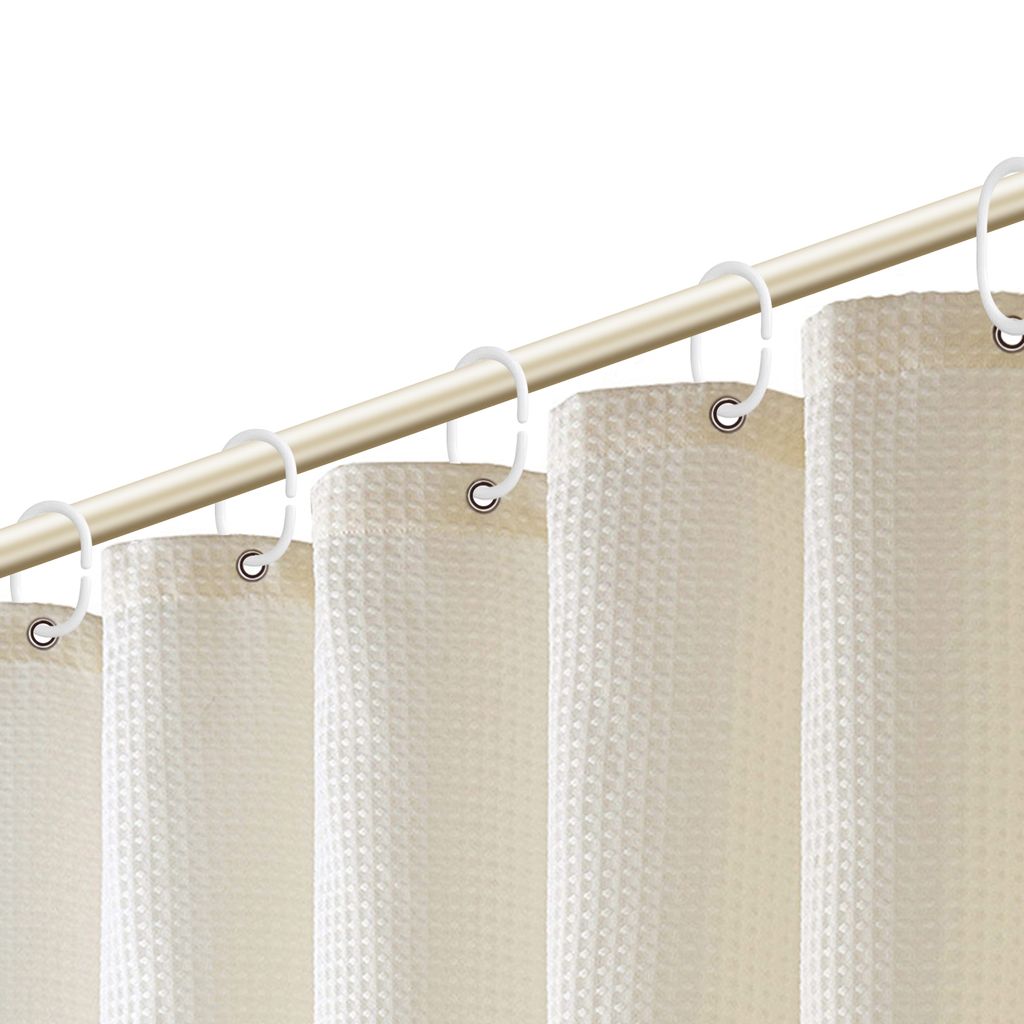 MODFU Waffel Duschvorhang mit 12 Stück Metall Duschvorhangringe Stoff Textil Badewannenvorhang Anti Schimmel Bad Vorhang Set Wasserdicht Badewanne...