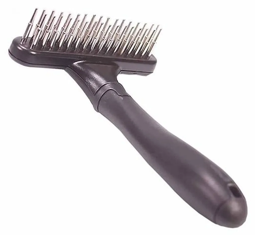 Brosse pour chien bleue à double rangée 33 dents pour sous-poil dense