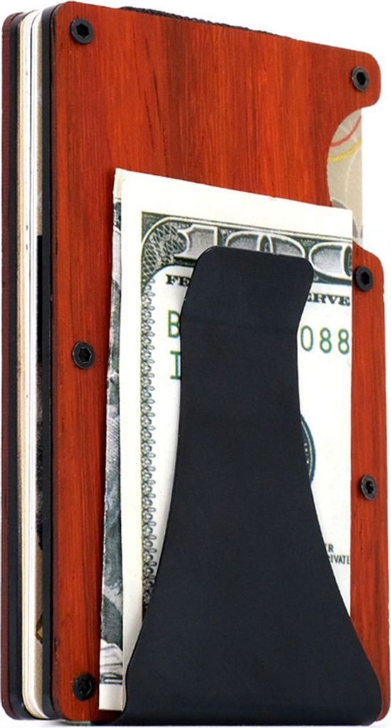 ASKSA Kreditkartenetui Hölzern Herren RFID Schutz Kartenetui 15 Fächer, Farben:Rot