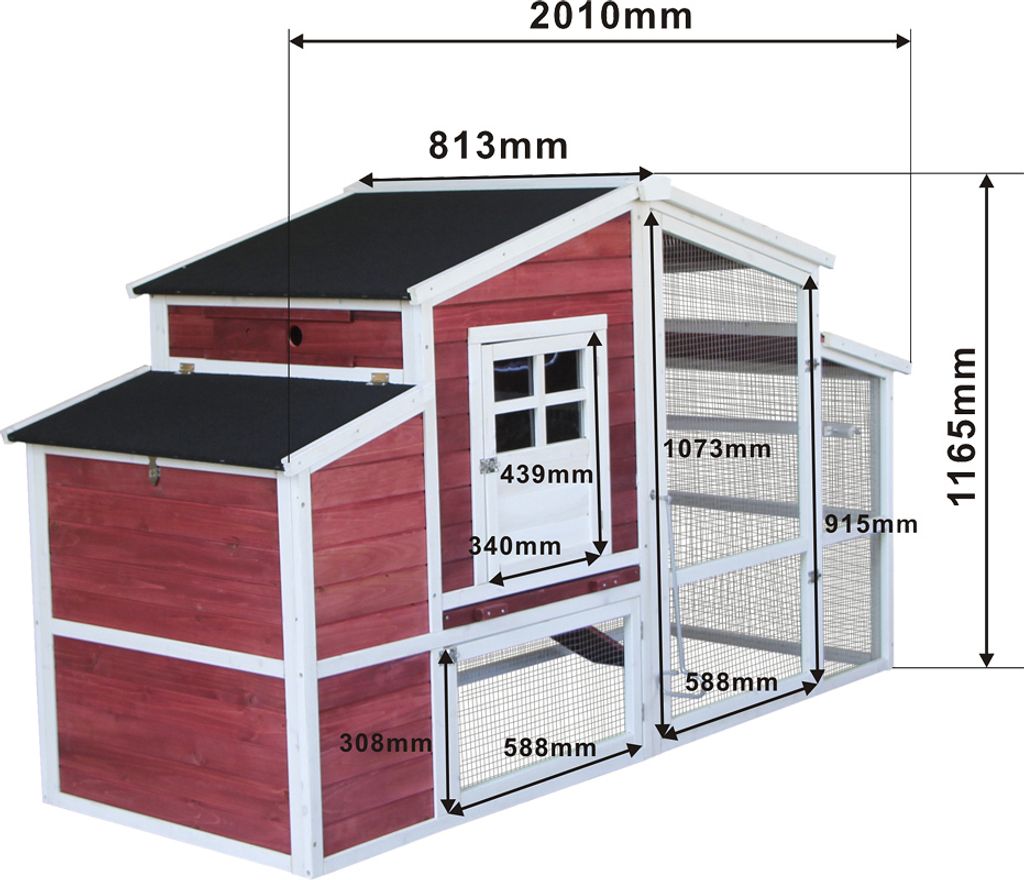 Kurník Wiltec XXL 2010 x 813 x 1165 mm červeno-biely s Obrázok produktu 4