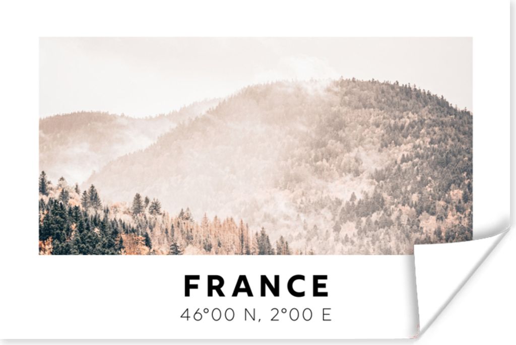 MuchoWow Poster Frankreich - Wald - Berge 180x120 cm - Fotoplakat
