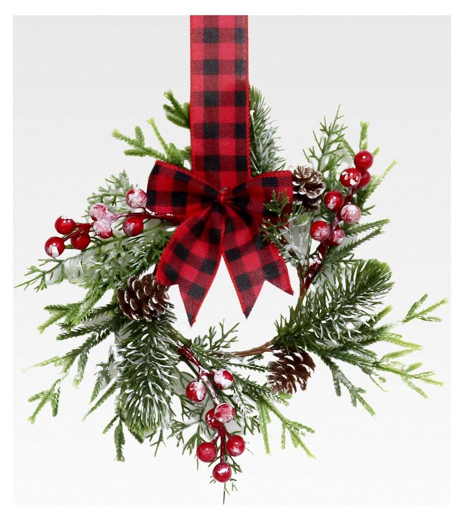 Mini-Kränze für Schränke, Ornament-Girlande mit Schleife – weihnachtliche Schrankdekoration für Tisch, Tür, Fenster, Garage, Erntefront