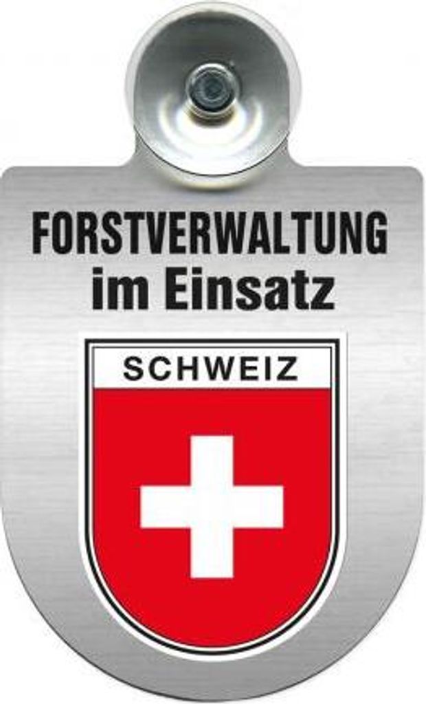 Einsatzschild für Windschutzscheibe incl. Saugnapf - Forstverwaltung im Einsatz - 309732- Wappen nach Wahl Color - Region Schweiz