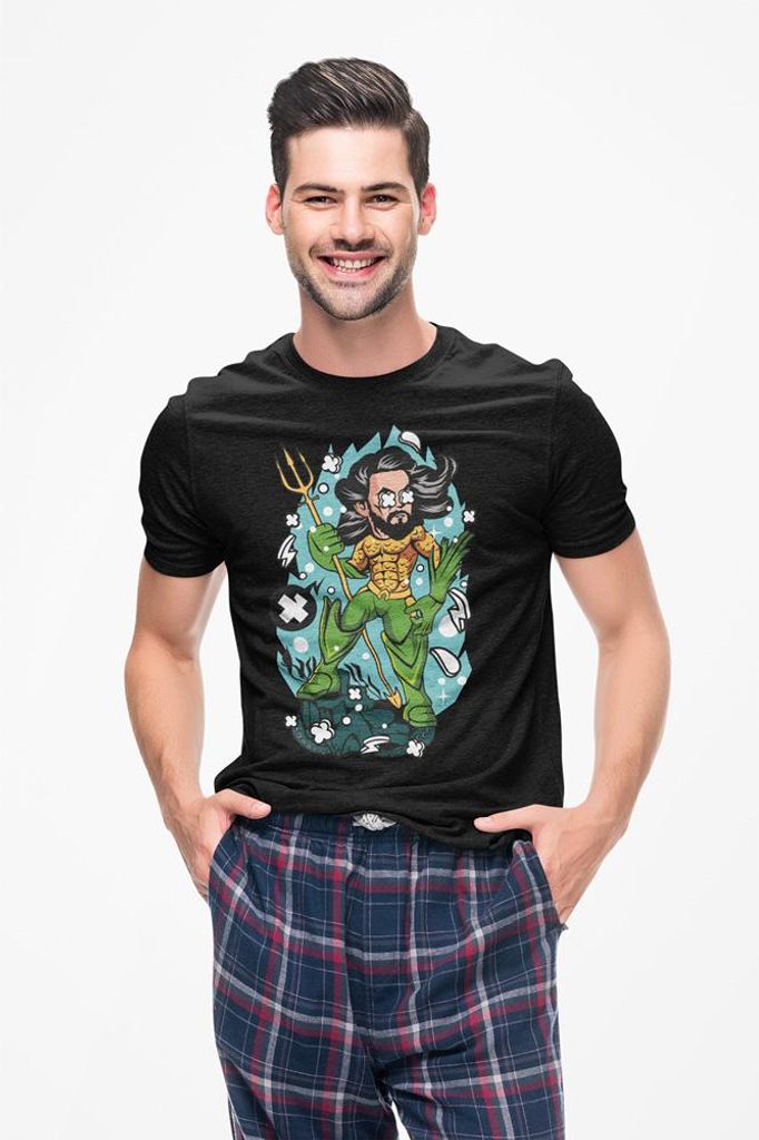 D&B Férfi Uni Polo PC00002 Aquaman Schwarz-Größe 5XL