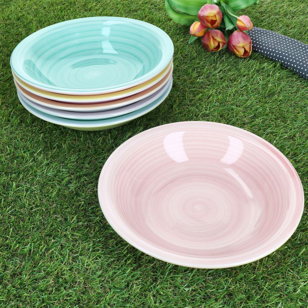 Pastello 6er Set bunte Suppenteller 450ml tiefe Teller