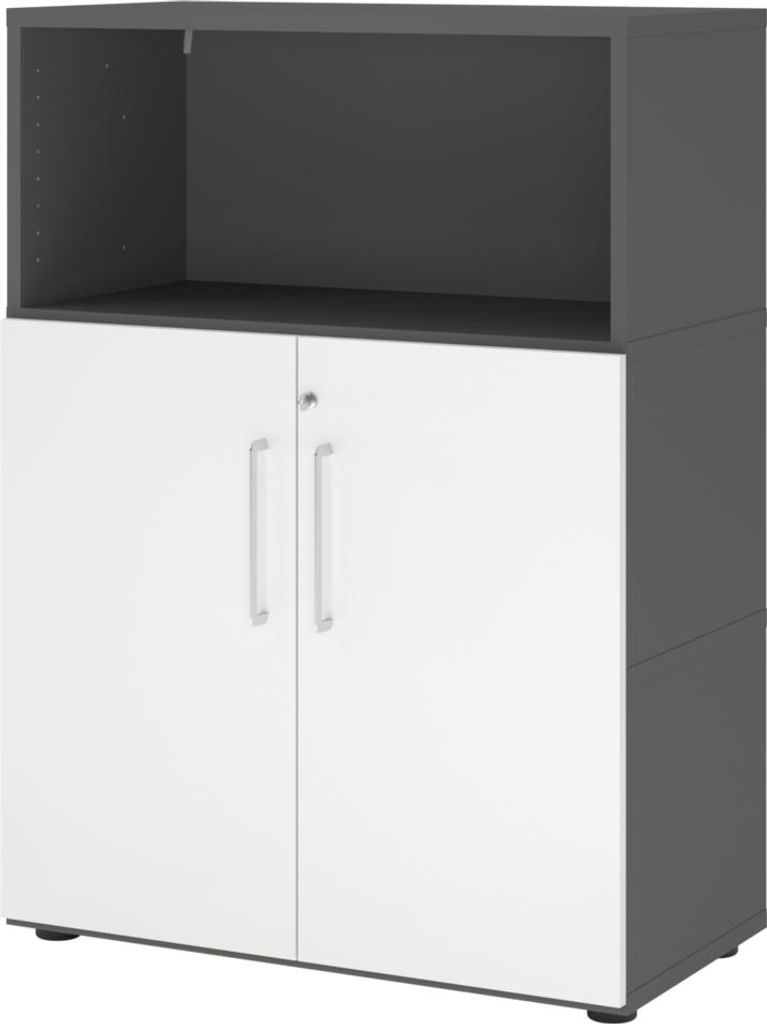 HAMMERBACHER Regalschrank FlexWall, VFW38T2KG/G/W/BS grafit, weiß 80,0 x 40,0 x 109,8 cm