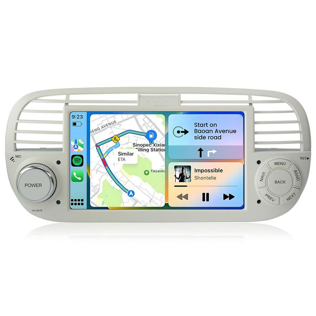 Hexinex Carplay Autoradio für Fiat 500 (2007–2015) 7 Zoll Android 15 2+64GB WIFI BT GPS Navi WIFI BT DAB+ SWC USB DSP