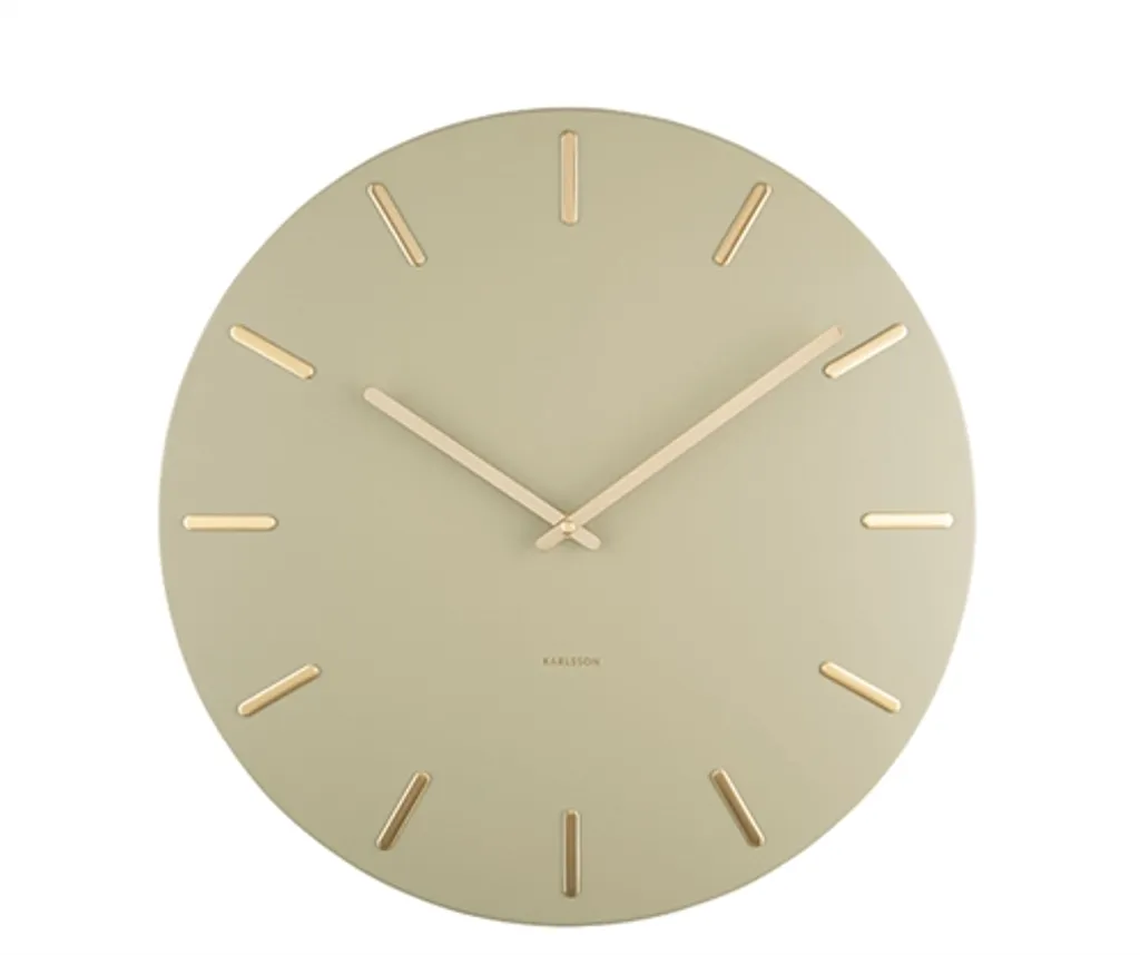 Horloge Murale Silencieuse Karlsson Charm Vert avec Index Dorés Relief