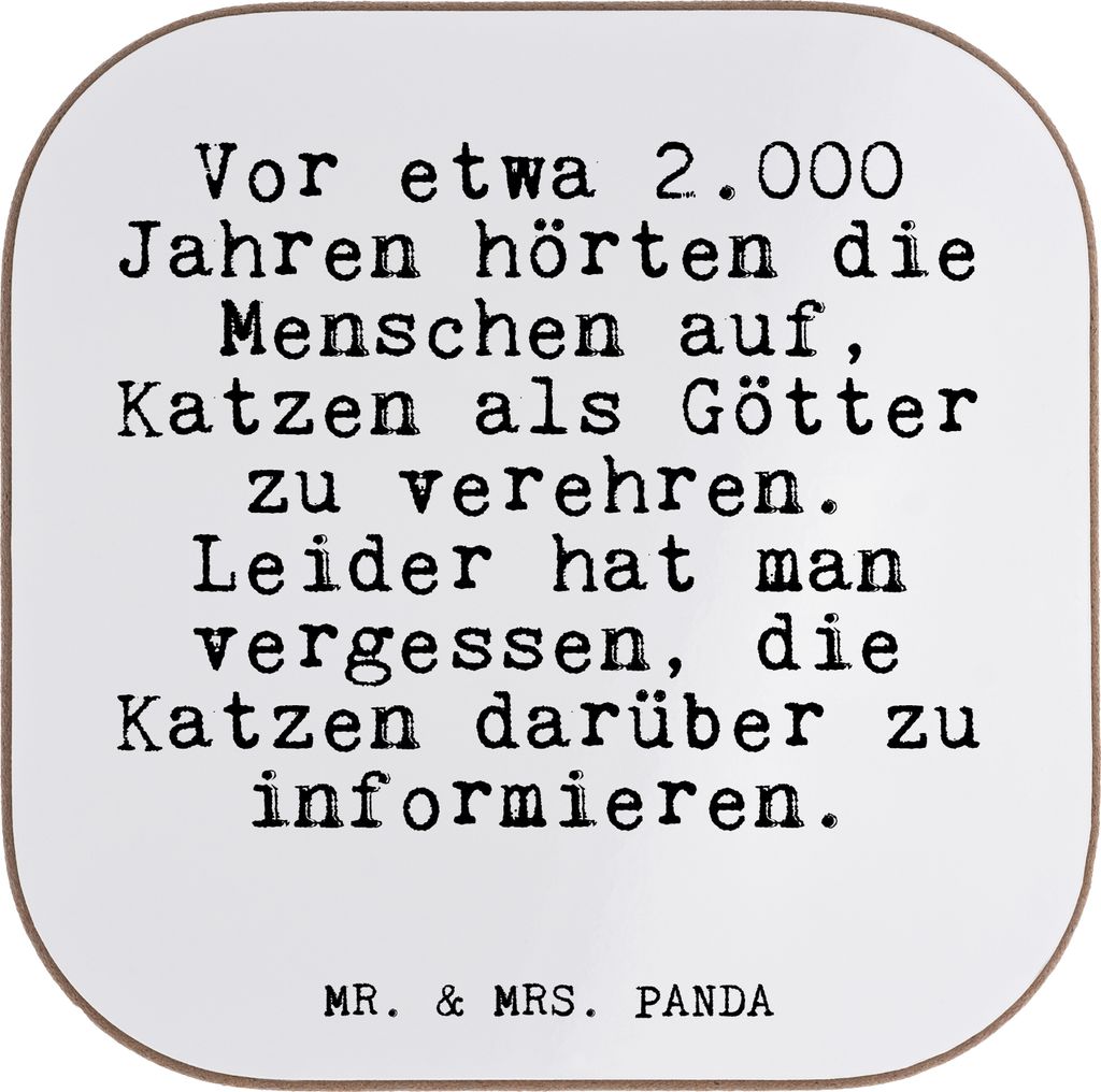 Mr. & Mrs. Panda Untersetzer Glas Vor etwa 2.000 Jahren... - Weiß - Geschenk, lustig, Frauchen, Sprüche, Holzuntersetzer, Coaster, Kater, Katze, ...