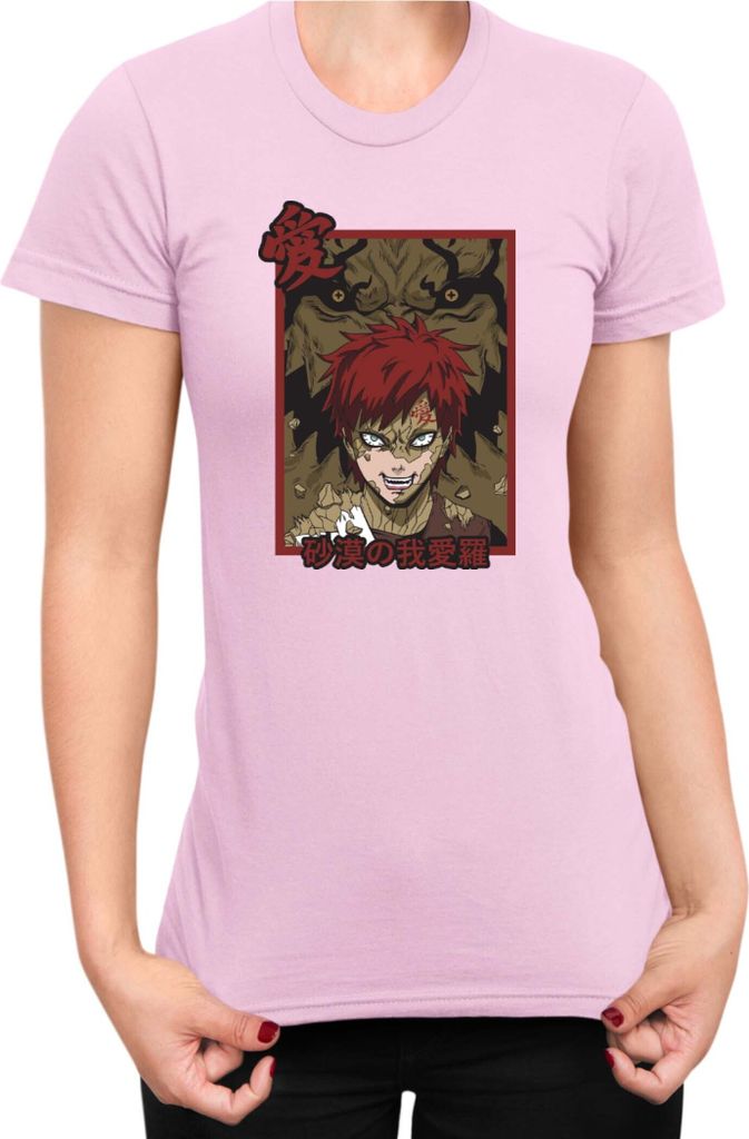 Damen T-Shirt Japan Anime Manga Naruto Gaara Shukaku, Lady L / Hellrosa