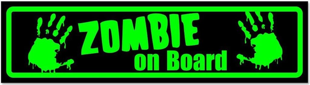 Kiwistar - Autoaufkleber - Grün - Schwarz - 45 x 12 cm - Zombie on Board - Hinweis Aufkleber Sticker für Auto, Kfz, Fahrrad, PKW, LKW