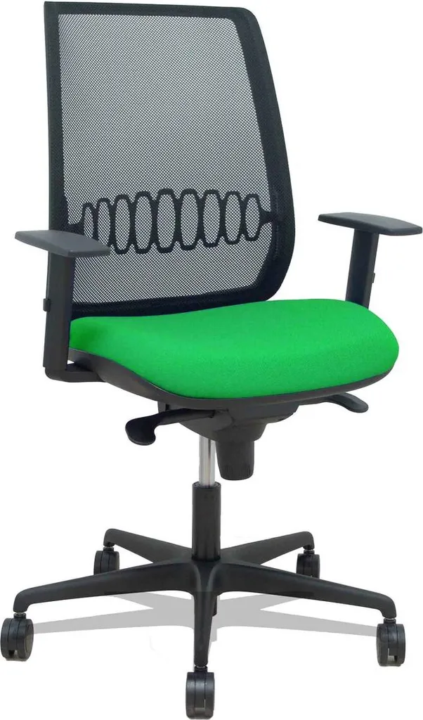 Chaise Alares Synchro Noir avec Mesh Bali Vert et Accoudoirs Réglables