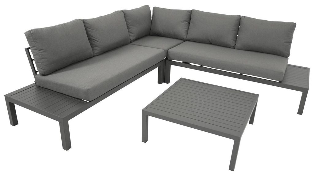 Eck-Loungeset Sofa & Tisch 229 x 74 x 229 cm Aluminium Polyester Grau