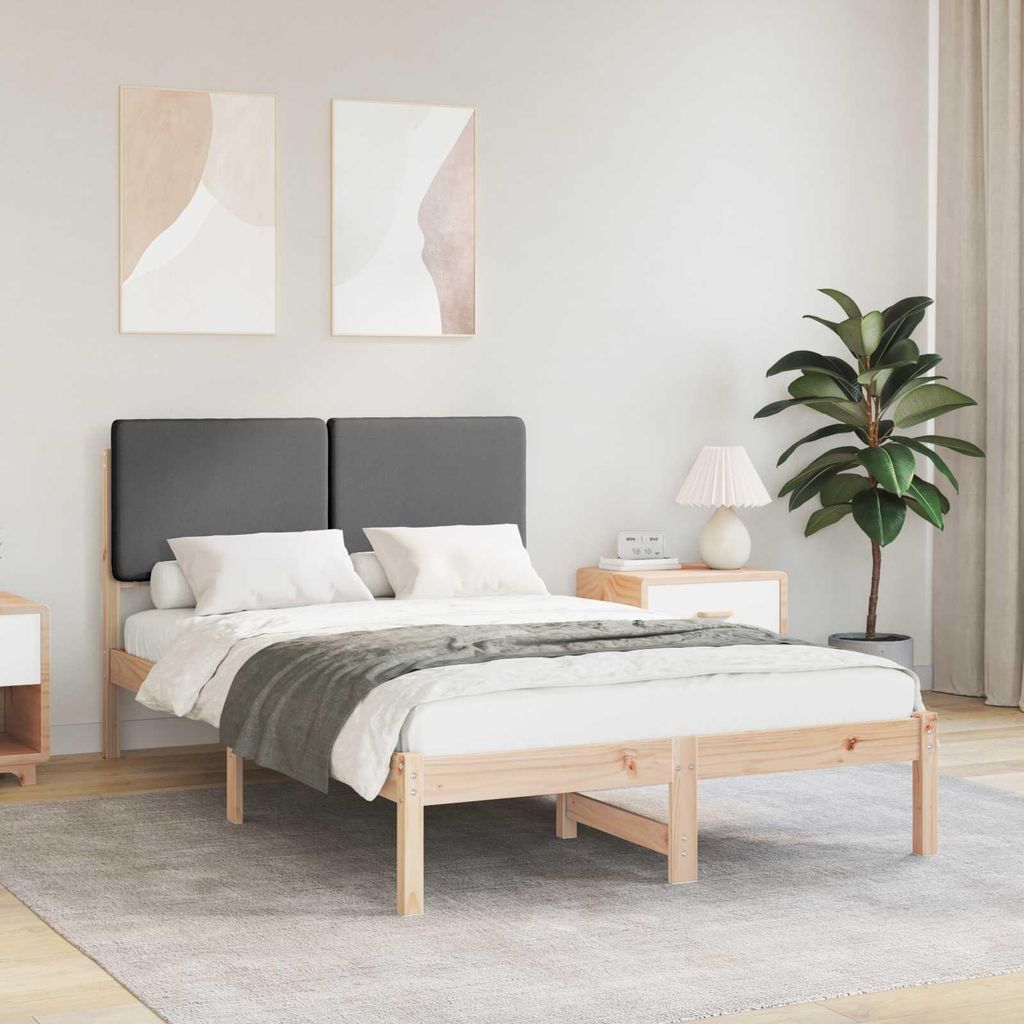 Maison Exclusive - Bettgestell mit gepolstertem Kopfteil Dunkelgrau 135 x 190 cm