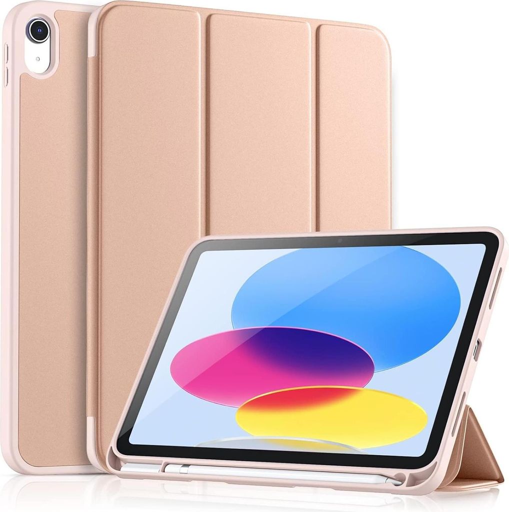 Smart Cover für das Apple iPad Pro 12.8 2022 Tablet Schutzhülle Tasche Hülle Stand Case aufstellbar mit Stift Halter in Rosa