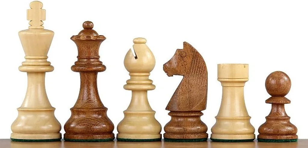 Pièces d'échecs style Allemand en Acacia et Buis, Roi 4 pouces - 102mm