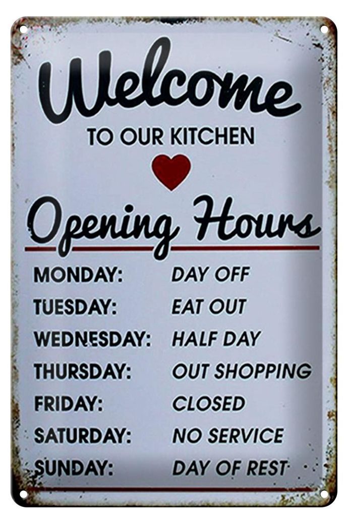 Blechschild Spruch 20x30cm welcome to our Kitchen Opening Produktbild 