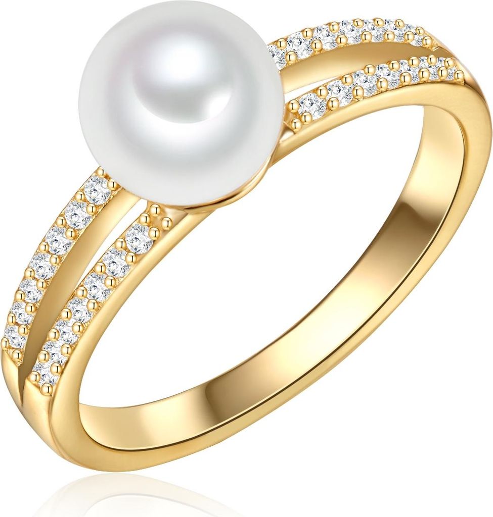 Valero Pearls Ring Sterling Silber Zirkonia Süßwasser-Zuchtperle 50100211 58