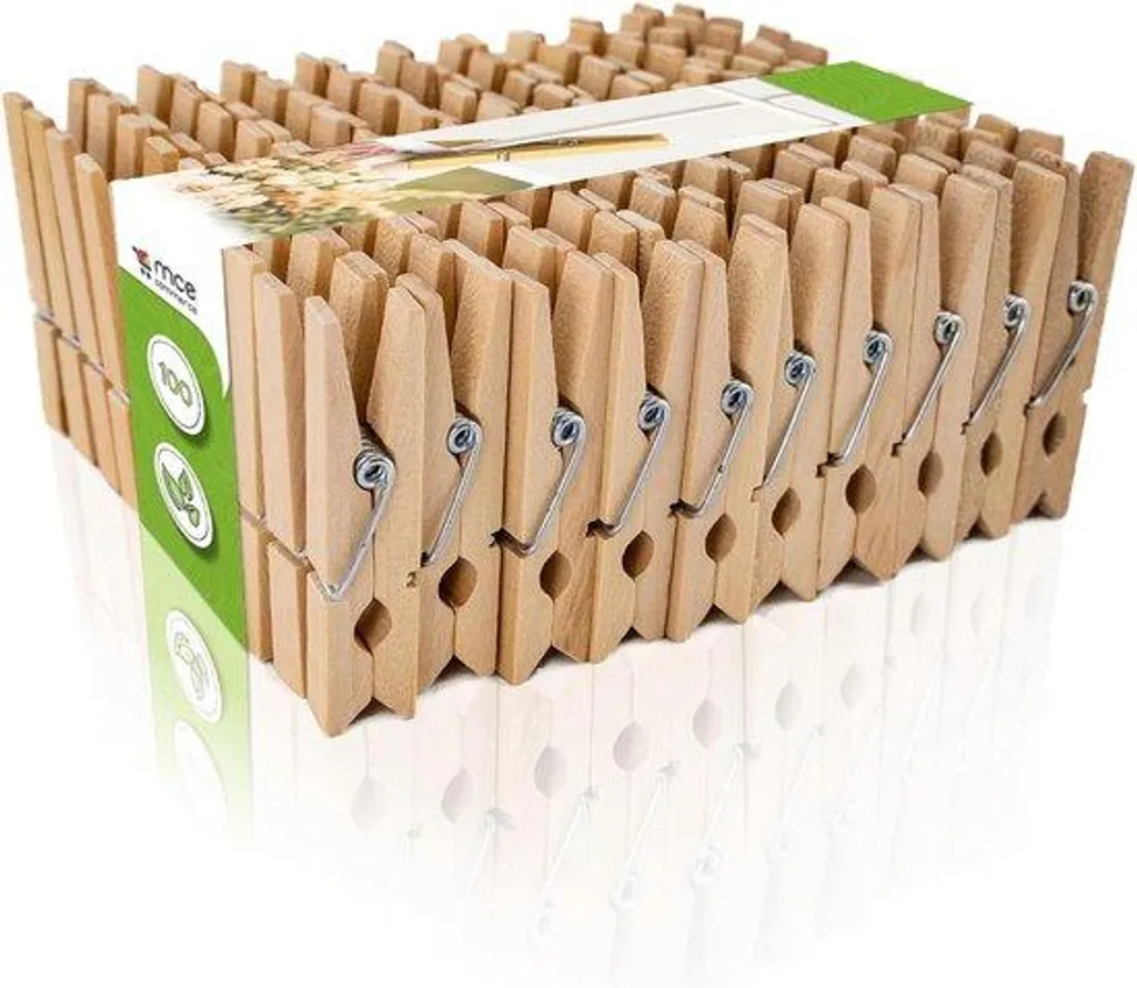 Pinces à linge en bois de bouleau durables et robustes - 45 mm x 100