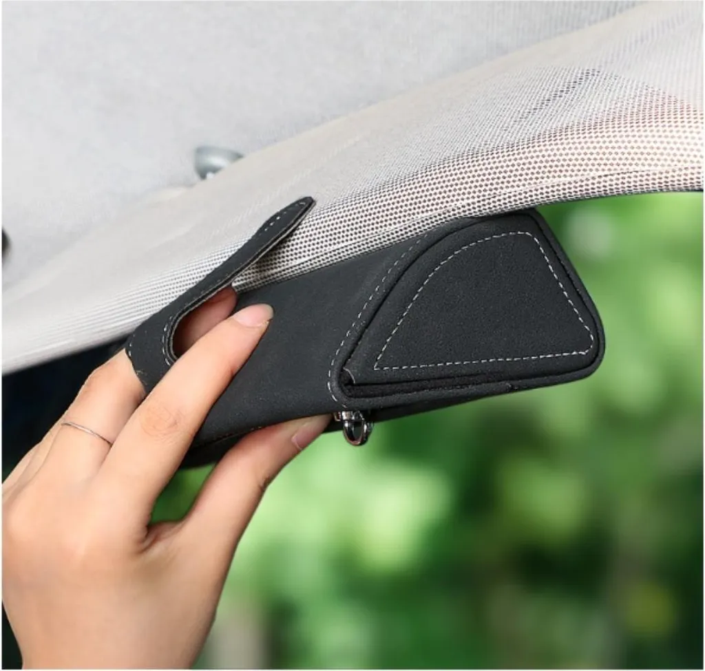 Linkstyle Organizer Parasole Auto Interni, Multi-Tasca Portaoggetti in Pelle PU, Porta Occhiali Parasole per Carte Penne Patente Resto