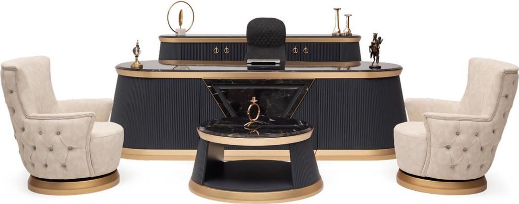 Design Komplettbüro 5tlg. Büro Tisch Stylisch Arbeitsmöbel Bequem Sitzgruppe