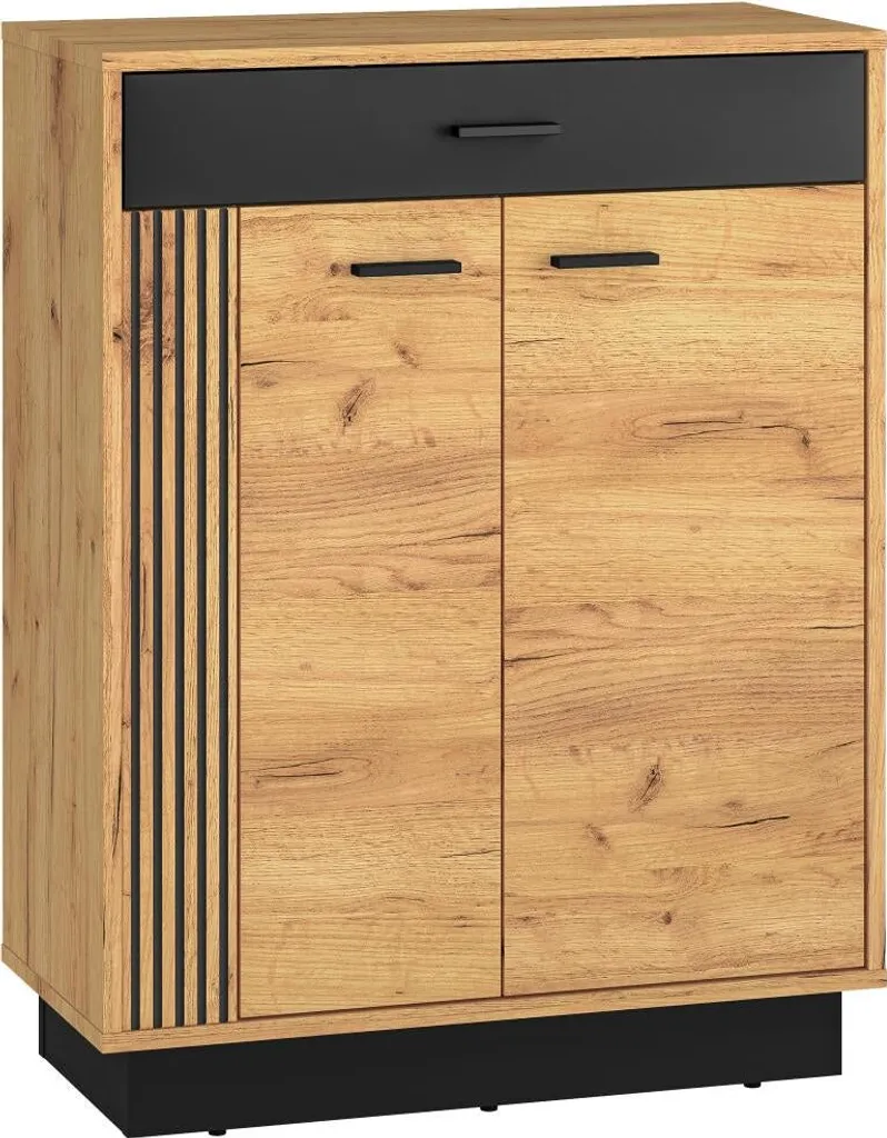 Buffet Vasco FURNLUX Chêne et Noir 70cm - Enfilade au Style Scandinave