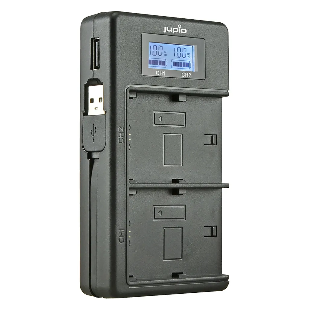 JUPIO Chargeur double USB pour batteries FUJI NP-W126 et W126S noir