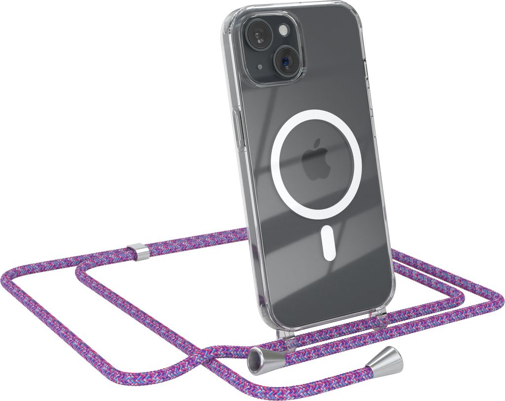 EAZY CASE - Handykette kompatibel mit Apple iPhone 15 Kette zum Umhängen Stoßfest Handyhülle für Apple iPhone 15 Silikon Hülle mit Band Handyt...