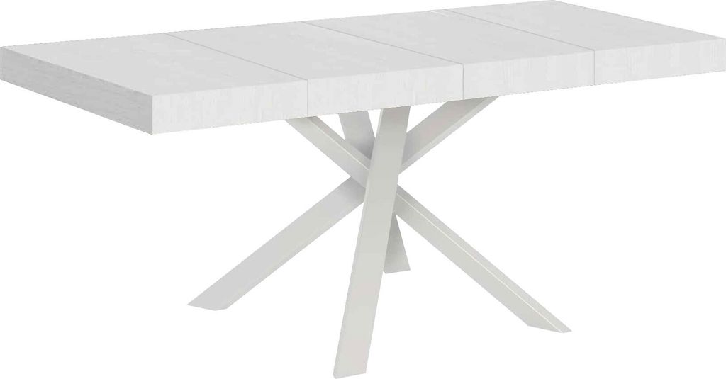 Ausziehbarer Tisch 90x90/194 cm Clerk Premium weiße Eschenplatte - weiße Beine