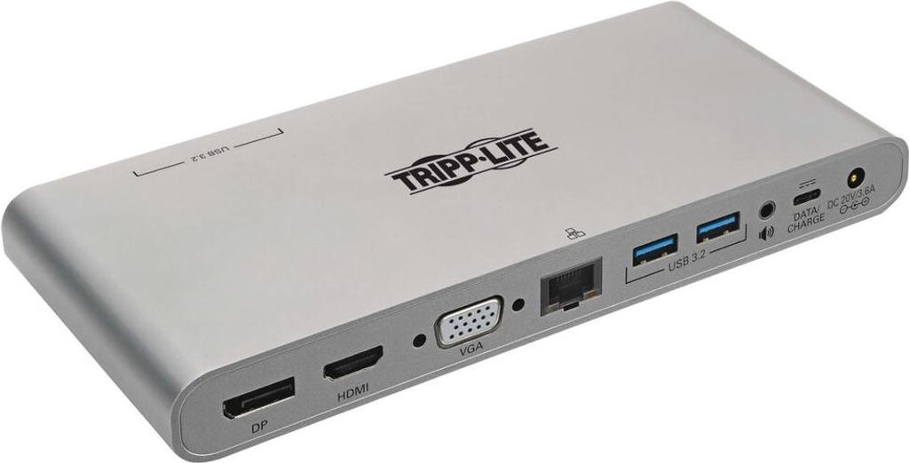 Tripp Lite USB-C Dock, Triple Display - 4K HDMI/DisplayPort, VGA, USB 3.2 Gen 1, USB-A/USB-C Hub, GbE, 100W PD Charging, International Power Cables...