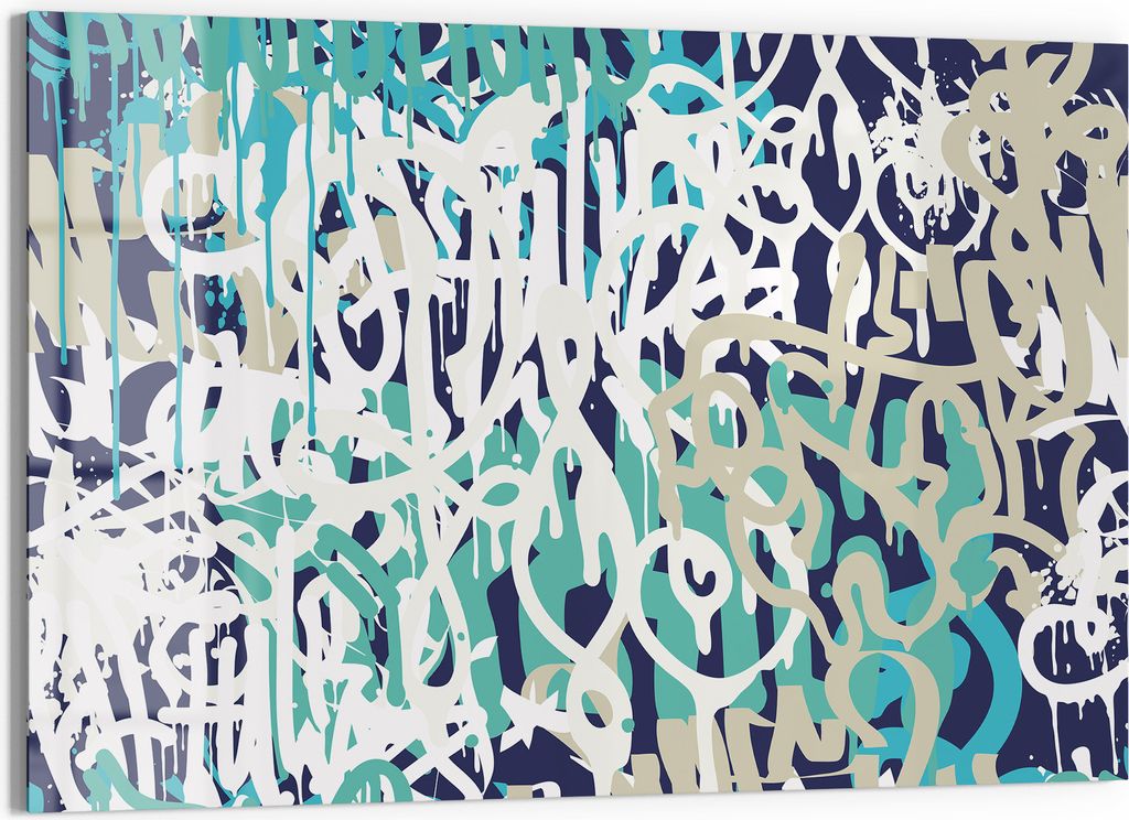 DEQORI Magnettafel Glas 60x40 cm 'Kalligrafie Chaos' beschreibbar Whiteboard Küche