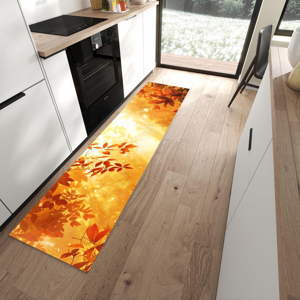 Küchenteppich 60x240cm rutschfest & abwischbar PVC Läufer - Herbstlicher Wald