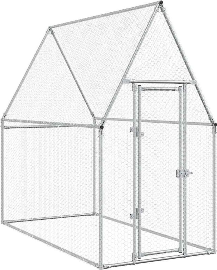 vidaXL Hühnerkäfig Silbern 200x100x190 cm Verzinkter Stahl