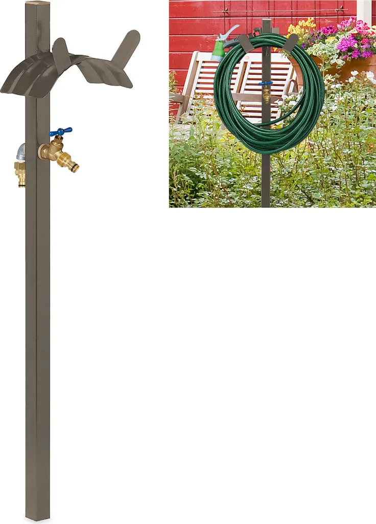 Point d'eau de jardin Relaxdays : stop au tuyau emmêlé avec ce support