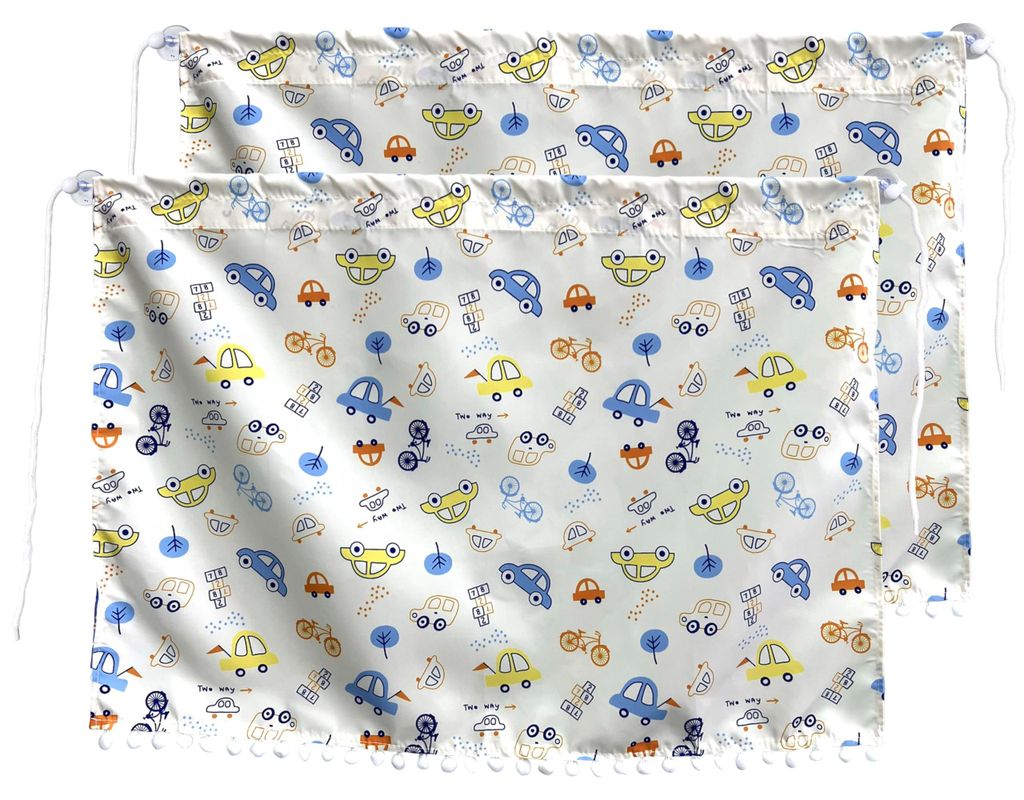 Sonnenschutz fürs Auto, 2-teilig – 63 x 49 cm, Sonnenschutz für die Seitenfenster mit 2 Saugnäpfen, geeignet für Familienausflüge, Muster 4