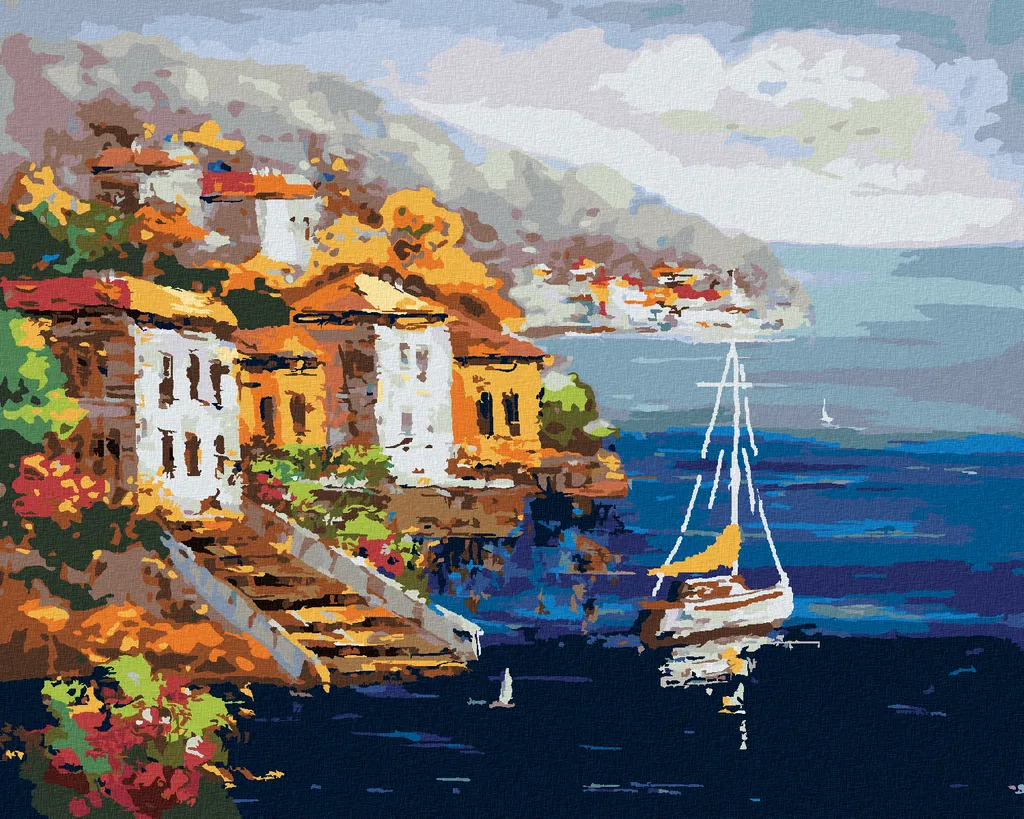 Zuty Pittura con Diamanti Porto Grecia 40x50 cm Telaio in Legno